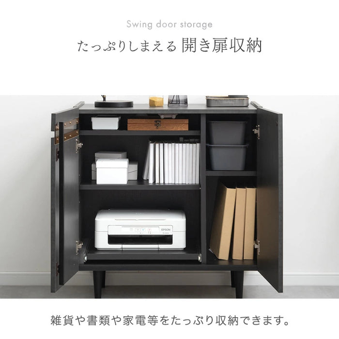 木目調 サイドボード 傷に強いメラミン天板 完成品 80cm キャビネット チェスト サイドチェスト【超大型商品】〔71050009a〕