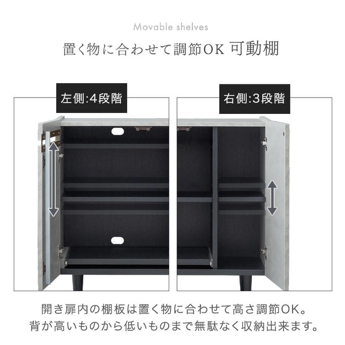 木目調 サイドボード 傷に強いメラミン天板 完成品 80cm キャビネット チェスト サイドチェスト【超大型商品】〔71050009a〕