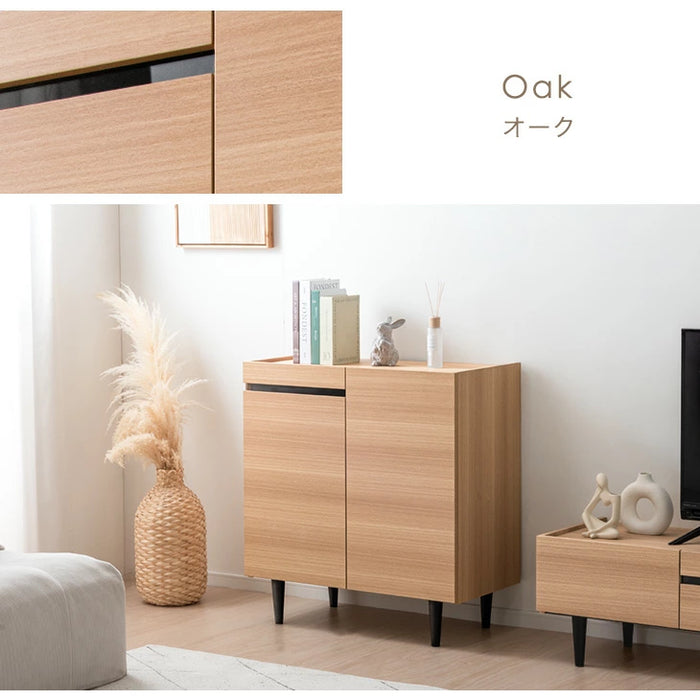 木目調 サイドボード 傷に強いメラミン天板 完成品 80cm キャビネット チェスト サイドチェスト【超大型商品】〔71050009a〕