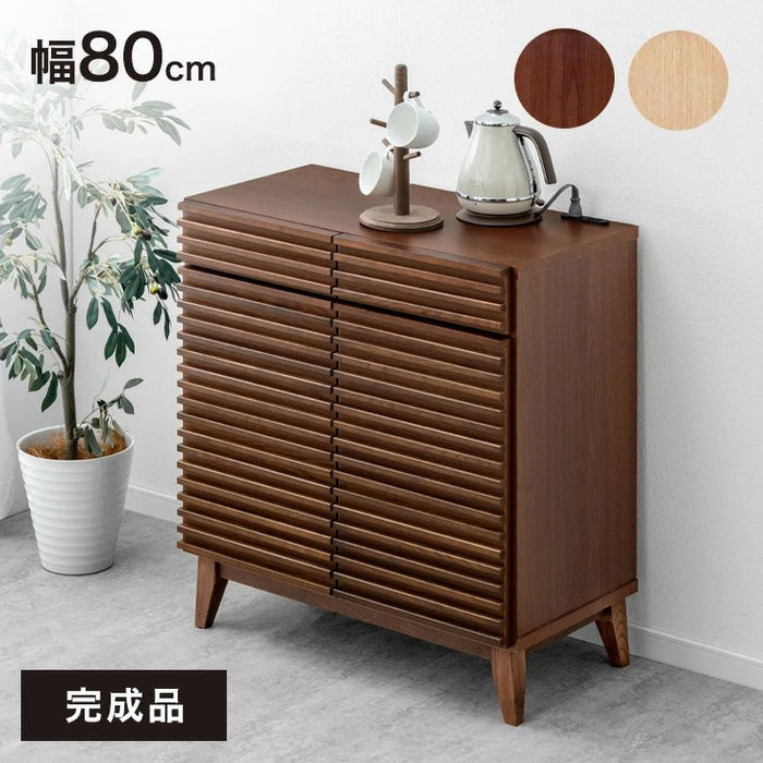 [幅80] チェスト 完成品 サイドボード 天然木 キャビネット 収納家具 リビング収納 北欧【超大型商品】〔71050017〕