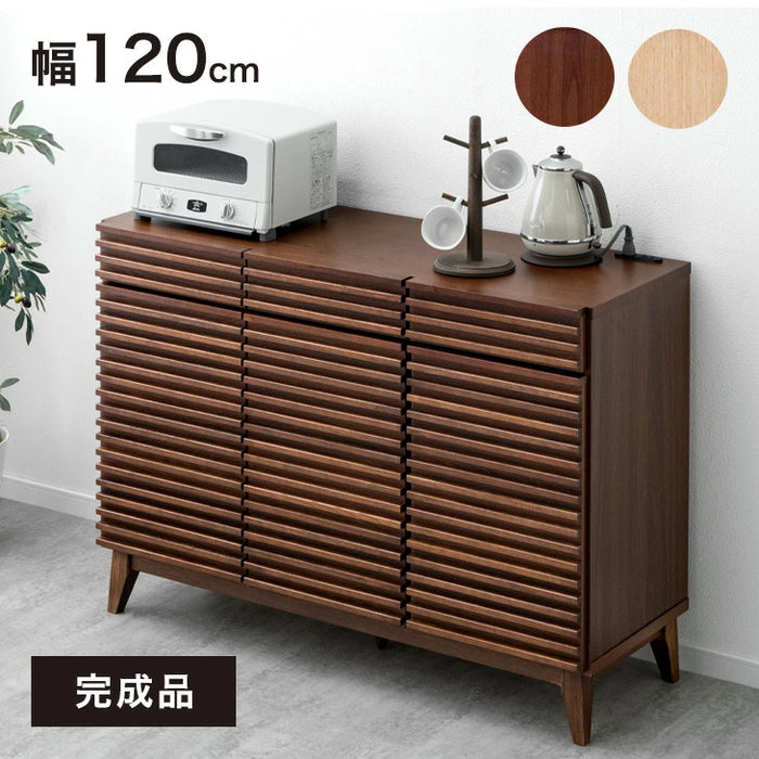 [幅120] チェスト 完成品 サイドボード 天然木 キャビネット 収納家具 リビング収納 北欧【超大型商品】〔71050018〕