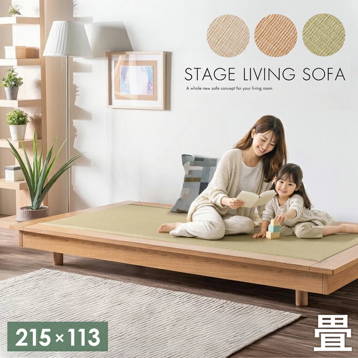 小上がり リビングソファ 和紙畳 畳 ソファ ロータイプ 木製 和風 ステージベッド【超大型商品】〔71050035〕