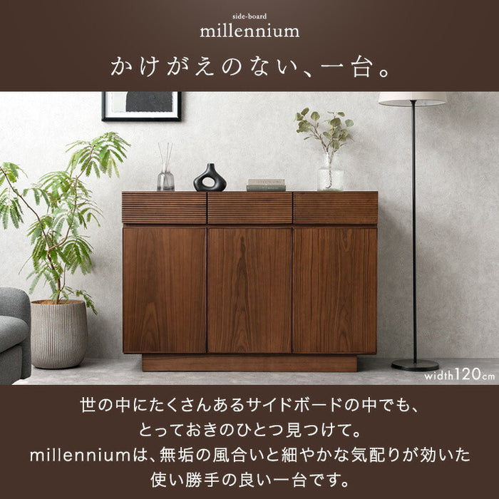 ［幅120］サイドボード 完成品 天然木 アッシュ 無垢 引き出し キャビネット 木製 北欧【超大型商品】〔71050037〕