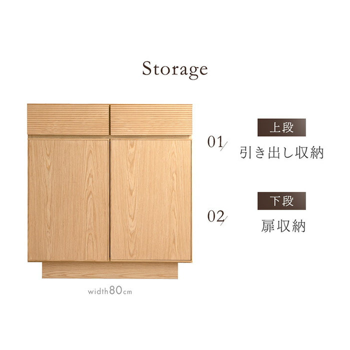 ［幅120］サイドボード 完成品 天然木 アッシュ 無垢 引き出し キャビネット 木製 北欧【超大型商品】〔71050037〕