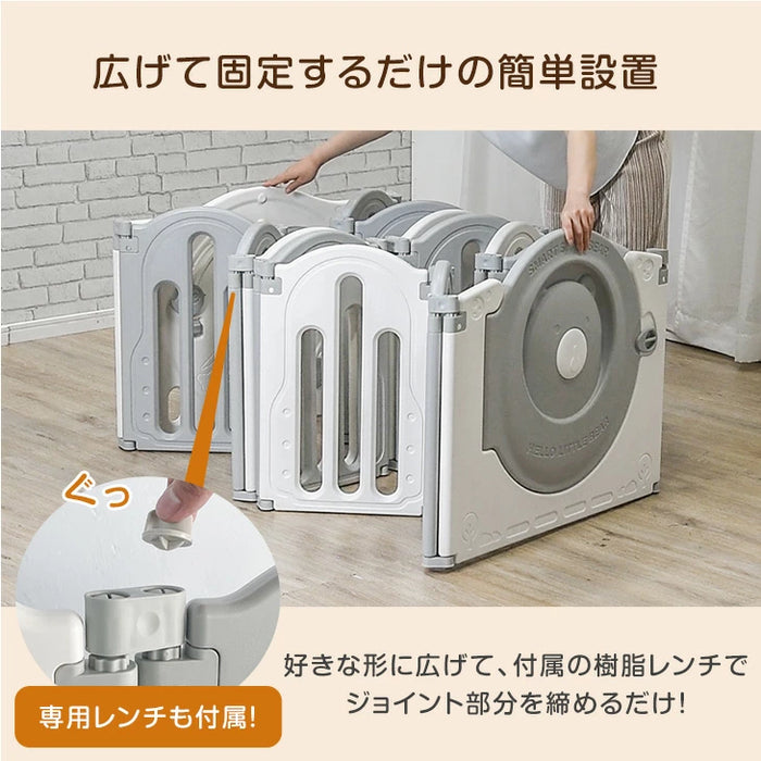 ベビーサークル 折りたたみ 滑り止め付 くまさん扉 2ドア ハイタイプ 子供部屋〔72500005〕