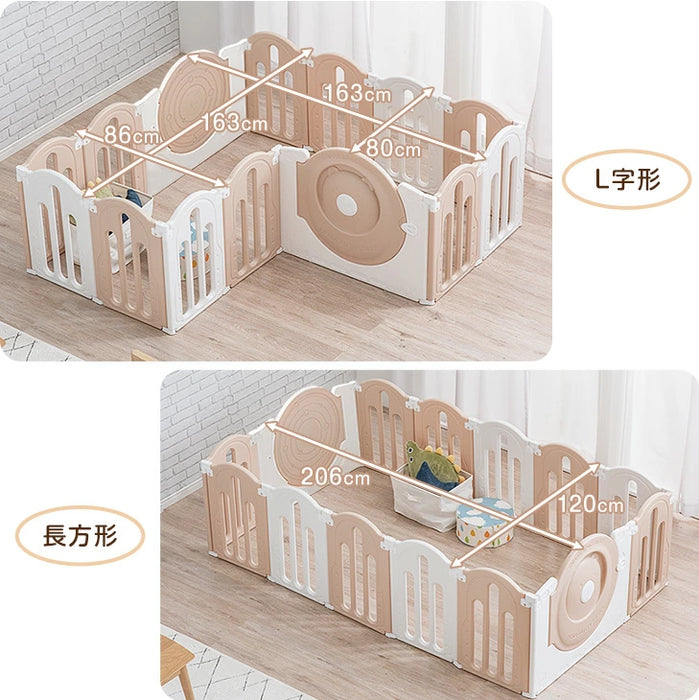 ベビーサークル 折りたたみ 滑り止め付 くまさん扉 2ドア ハイタイプ 子供部屋〔72500005〕