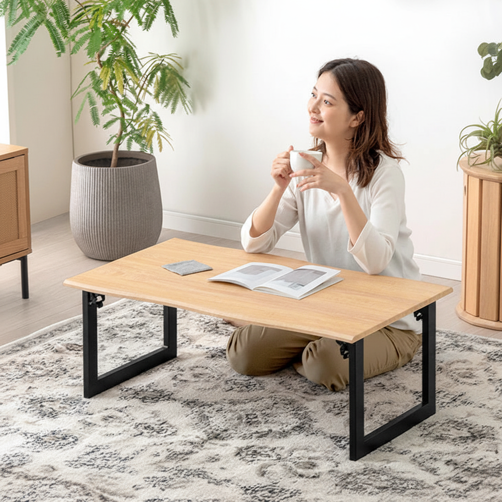 幅75cm］ローテーブル 折りたたみ 長方形 ヴィンテージモダン 北欧