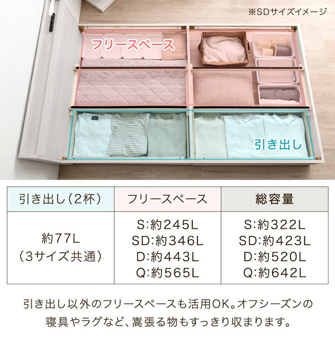 ［セミダブル］収納付きベッド ボンネルコイルマットレス付き スマホスタンド＆USB・コンセント付き おしゃれ〔73400011〕