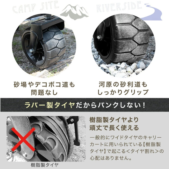 想定の斜め上。オープン＆スロープリア 大容量 285L キャリーワゴン ノーパンク 大型タイヤ 拡張 自立式 折りたたみ コンパクト アウトドア 後ろ開け〔74100940〕