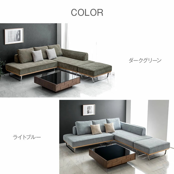 4人掛け コーデュロイソファ カウチソファ  L字 コーナーソファ 【超大型商品】【搬入設置込み】〔74800055〕