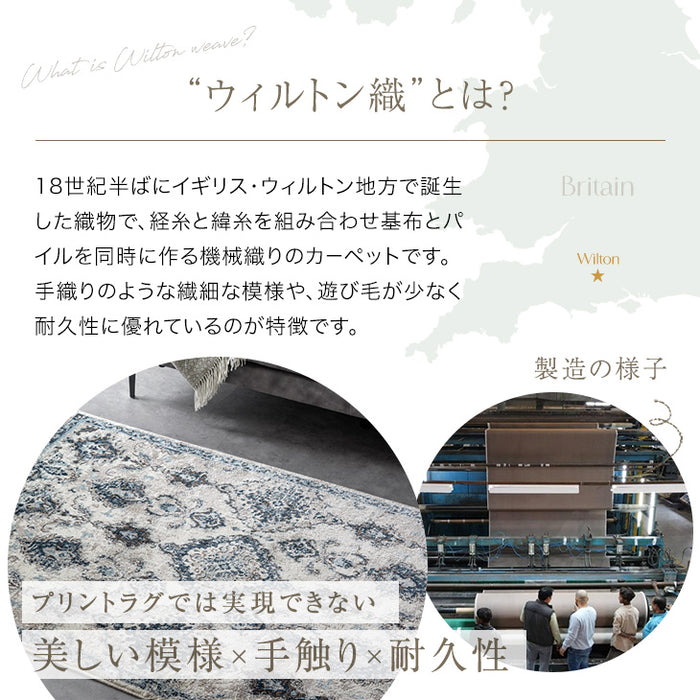 ［130×190］ウィルトン織 ラグ 高密度17万ノット ウィルトン ラグマット ウィルトンラグ 床暖房 ホットカーペット 対応 長方形 北欧 おしゃれ〔77234922〕