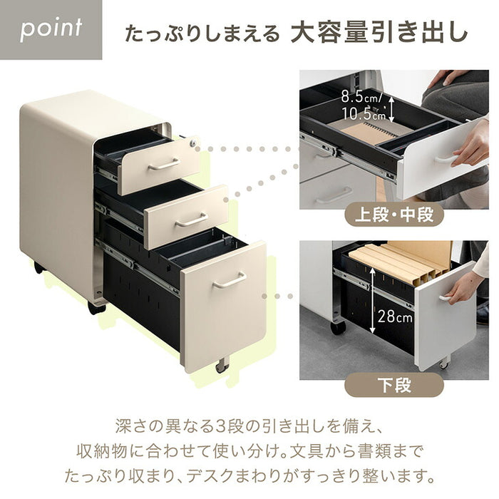 新発売記念プライス】［個人のお客様］スリム デスクワゴン 3段