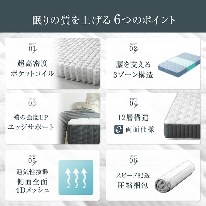 マットレス　シングル　※3/25引越 シングル] マットレス 3ゾーン構造 超高密度 ポケットコイル 厚み21cm