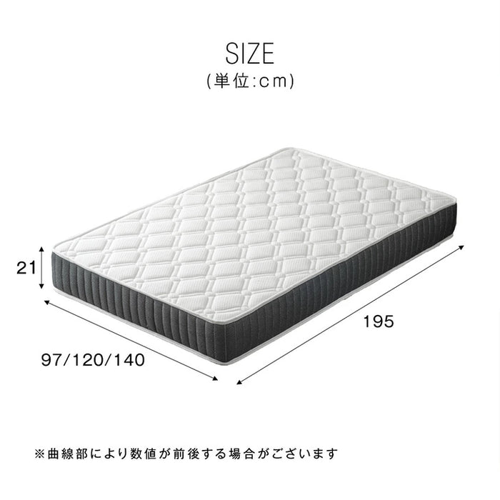［セミダブル］2口コンセント付き ベッド マットレス付き 超高密度コイル ローベッド ポケットコイルマットレス 木製フレーム〔11719323〕