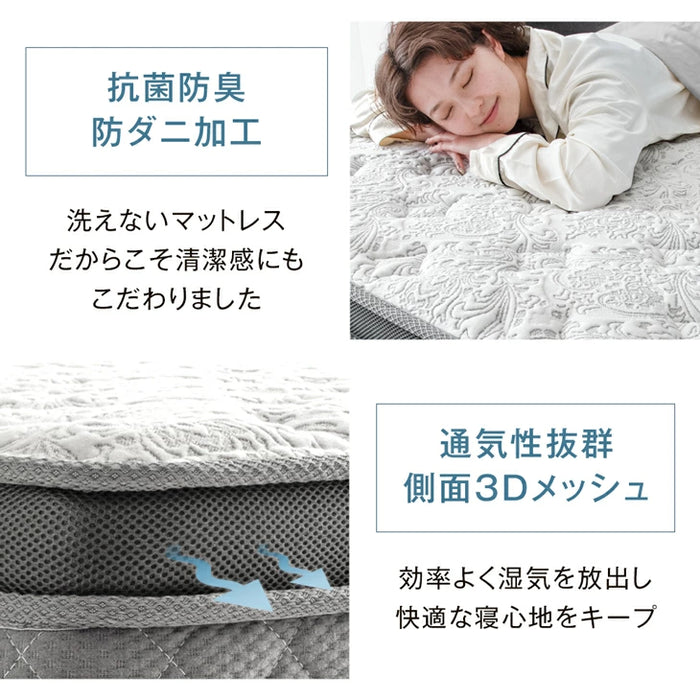 シングル] 超極厚35cm Wポケットコイルマットレス 抗菌 防ダニ 防臭 3D
