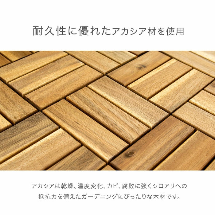 ［27枚］アカシア天然木 ウッドパネル 27枚 セット 高耐久 30×30cm ジョイント式 ウッドタイル〔78400000〕