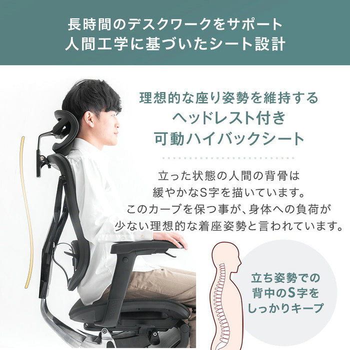 座り心地フルカスタム 多機能 ワークチェア 3Dアームレスト 15段階リクライニング フットレスト シートスライド ランバーサポート〔79100002〕