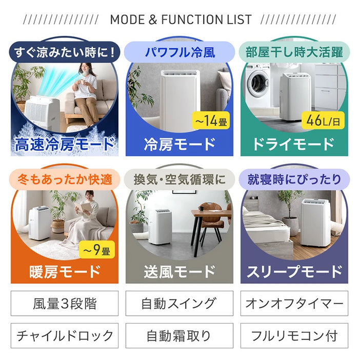 【新発売記念プライス】超ハイパワー スポットエアコン テラス窓パネル付 冷房 14畳 暖房 9畳 除湿 3.5kW ノンドレン 家庭用 冷暖房 スポットクーラー 工事不要〔79800020〕