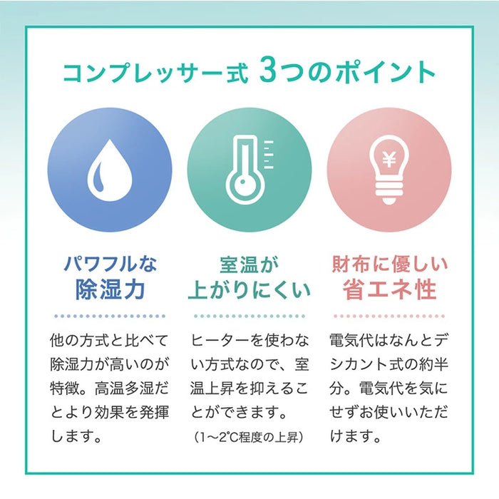 コンプレッサー式 除湿機 8L/日 20畳 コンパクト 衣類乾燥 キャスター付き 省エネ 除湿器〔79800021〕