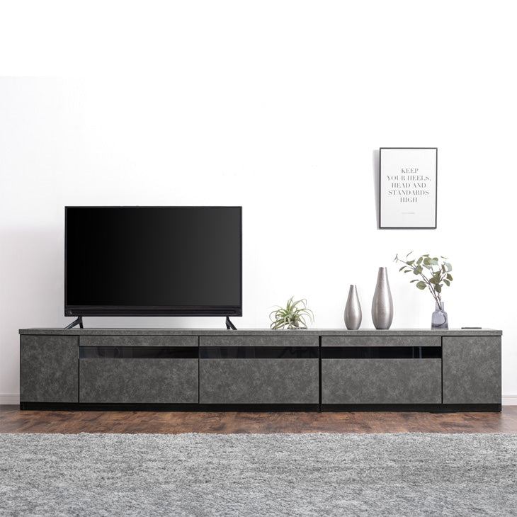 幅240cm］テレビ台 完成品 国産 コンセント付 引出し収納 大川