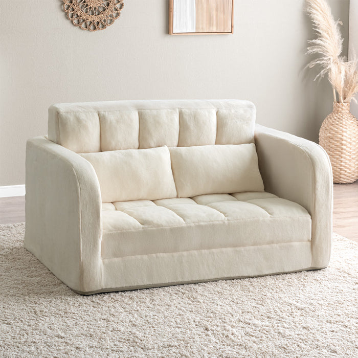 3WAY ソファベッド 2人掛け 肘付き コンパクト 折りたたみ フロアソファ ローソファ〔15210071〕