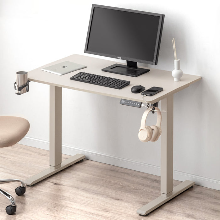 ［幅100］電動昇降デスク 無段階昇降 USBポート付 メモリ機能 静音設計 衝突感知センサー 耐荷重80kg 昇降デスク〔45400146〕