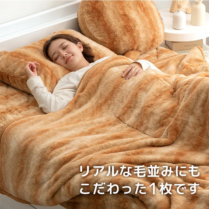≪TVで紹介≫ [セミダブル] もはや、ねこ。 2枚合わせ 洗える 掛け毛布 ブランケット 綿入り毛布  あったか  冬用 厚手 猫の手触り 可愛い〔80100134〕