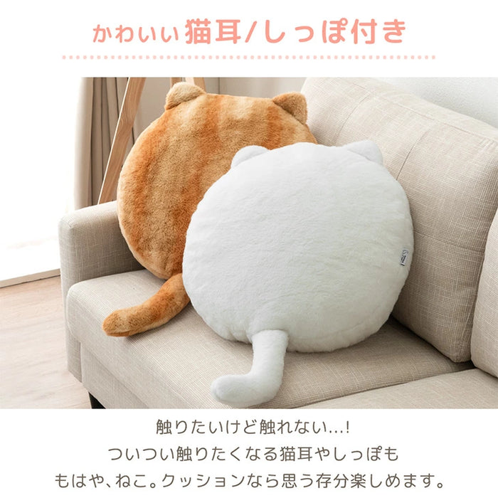 ≪TVで紹介≫もはや、ねこ。 クッション 洗える 直径50cm 丸洗い 大きい 暖かい フロアクッション 枕 冬用 厚手 猫の手触り かわいい おしゃれ 北欧〔80100140〕