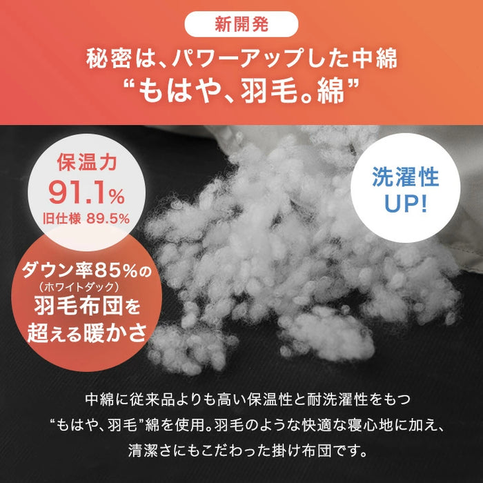 【リニューアル記念プライス】［シングル］もはや、羽毛。洗える 掛け布団 防ダニ 洗濯ネット付き 暖かい 人工ダウン 人工羽毛〔80100181〕