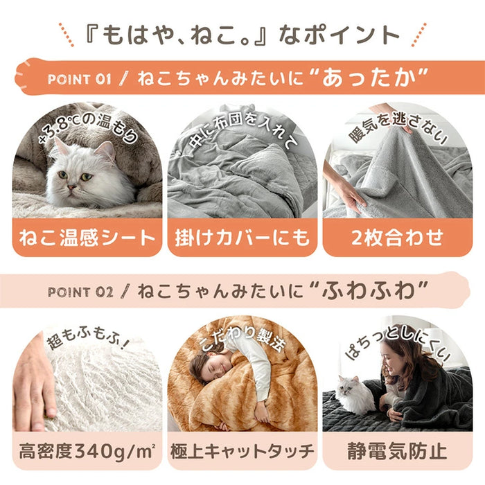 【新発売記念プライス】[シングル] もはや、ねこ。カバーになる 毛布 洗える 二枚合わせ 掛け布団〔80100221〕