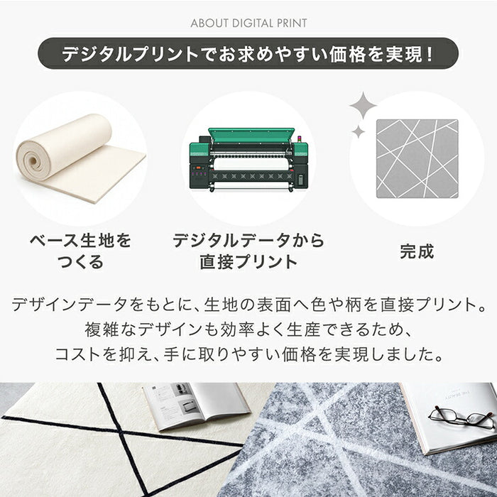 ［100×140］デザインラグ 洗える 滑り止め付 ウレタン ホットカーペット対応 シンプル 絨毯〔80100272〕
