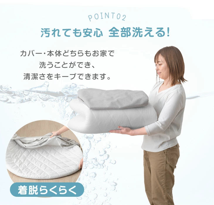［直径100］全部洗える！ 円形 ベビーマット 防水 収納バッグ 軽量 防音 床暖房対応〔80101144〕
