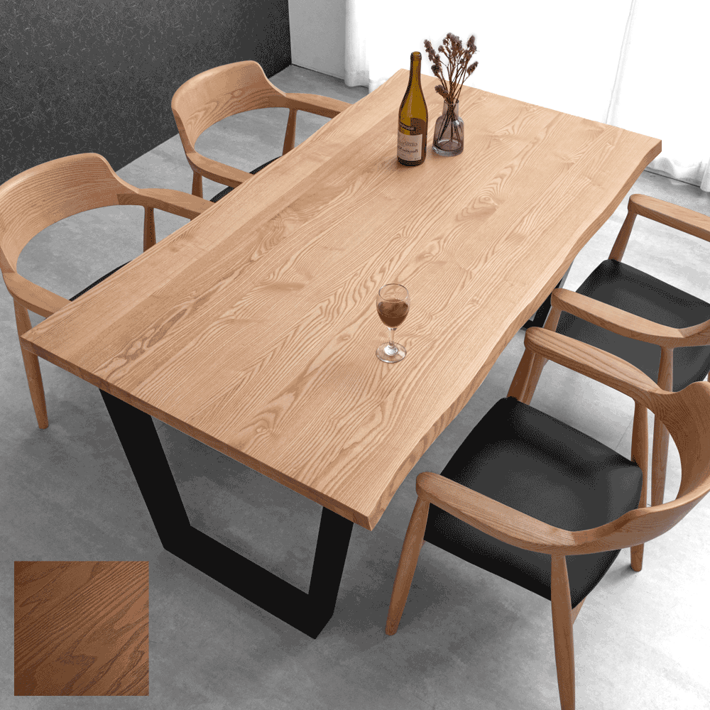 幅160］天然木 ダイニングテーブル 単品 4人掛け 長方形 木製 北欧 黒