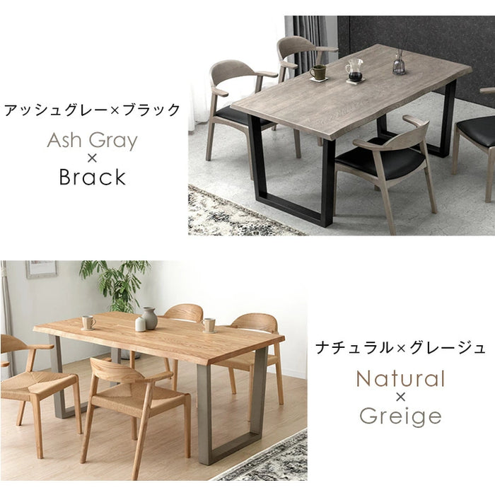 ［幅160］天然木 ダイニングテーブル 単品 4人掛け 長方形 木製 北欧 黒脚【超大型商品】〔80500038〕