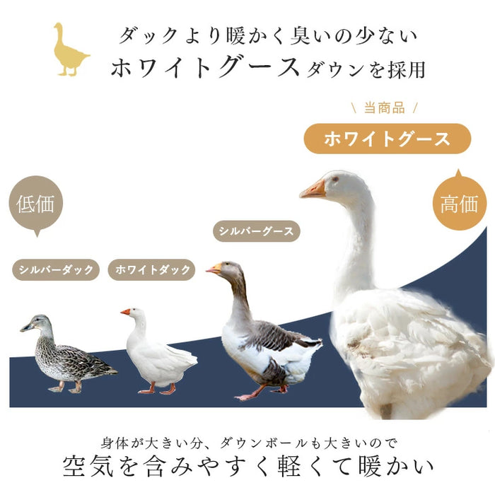 [シングル] コインランドリーで洗える羽毛布団 ホワイトグースダウン93％ CILゴールドラベル 30マス立体キルト 400dp以上 かさ高165mm以上 7年保証 日本製 ウォッシャブル  〔39100153〕