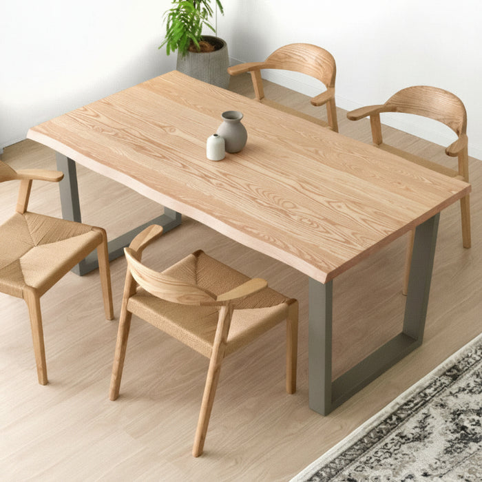 木製長方形テーブル ナチュラルウッド 幅160］天然木 ダイニングテーブル 単品 4人掛け 長方形 木製 北欧 黒