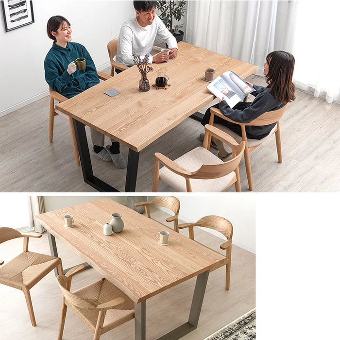 ［幅160］天然木 ダイニングテーブル 単品 4人掛け 長方形 木製 北欧 黒脚【超大型商品】〔80500038〕