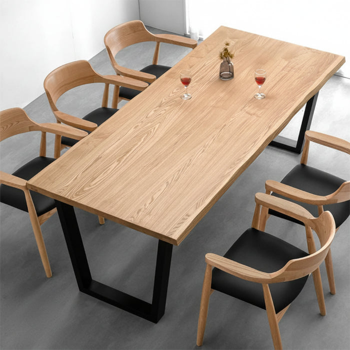幅200］天然木 ダイニングテーブル 単品 6人掛け 長方形 木製 北欧 黒