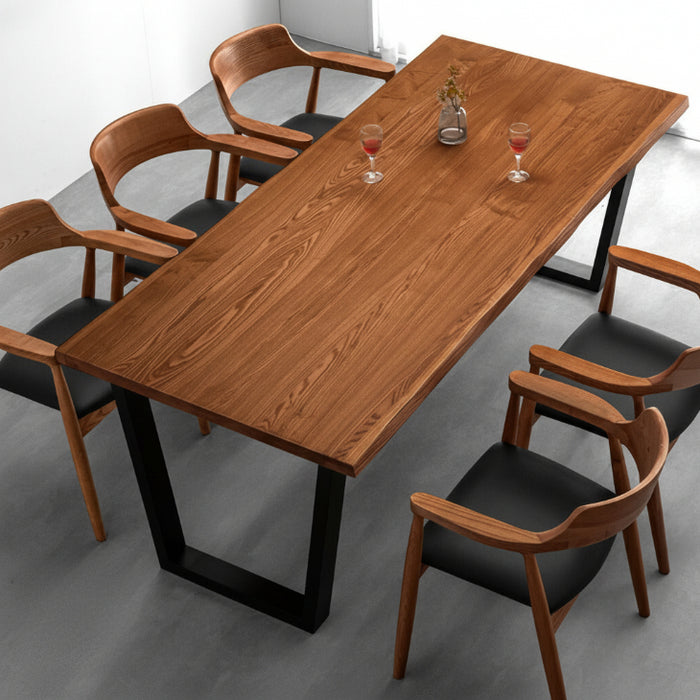 幅200］天然木 ダイニングテーブル 単品 6人掛け 長方形 木製 北欧 黒