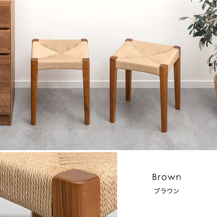 ［単脚］天然木アッシュ ダイニングチェア スツール 完成品 ペーパーコード スタッキング 木製〔80500040〕