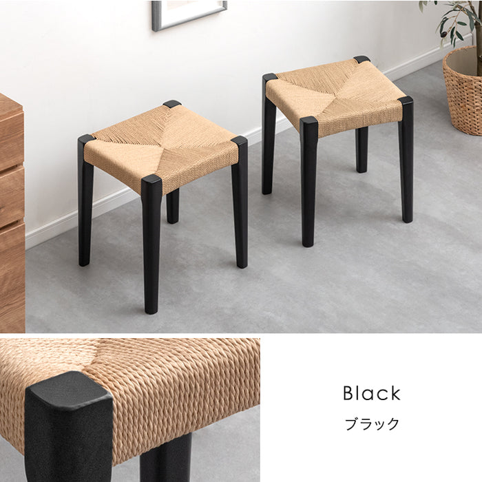 ［単脚］天然木アッシュ ダイニングチェア スツール 完成品 ペーパーコード スタッキング 木製〔80500040〕