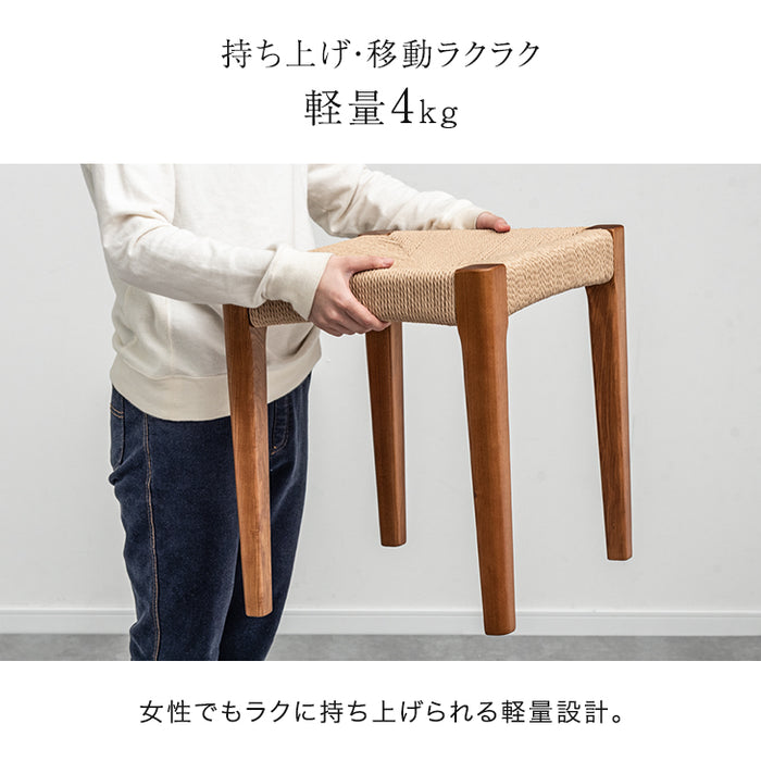 ［単脚］天然木アッシュ ダイニングチェア スツール 完成品 ペーパーコード スタッキング 木製〔80500040〕