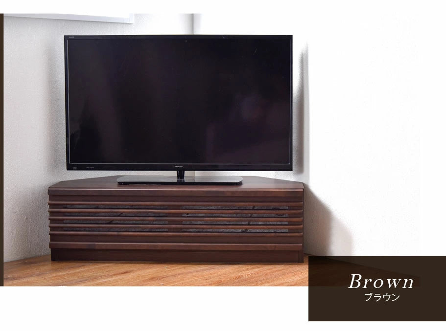 幅100cm アルダー無垢 国産 完成品 コーナーテレビ台 ナチュラル ブラウン *ダリア-TG* 〔38700021〕