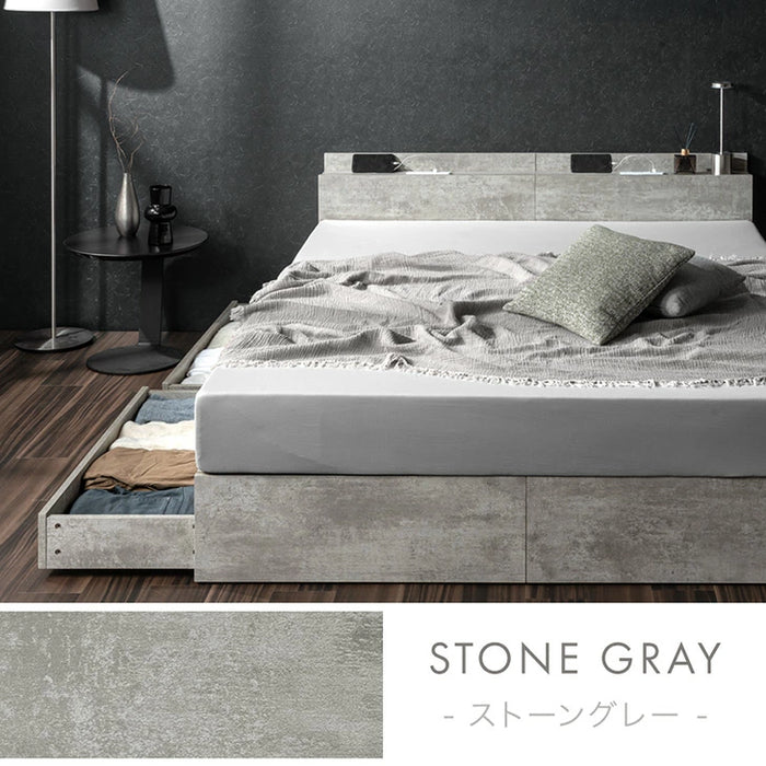 ダブルベッドフレーム グレー 新発売記念プライス】［ダブル］収納ベッド ベッドフレーム USB