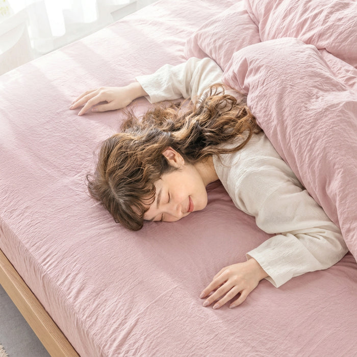［シングル］洗いざらし ボックスシーツ ピーチスキン 水洗い加工 マットレスカバー マットレス用 シーツ 抗菌 防臭 防ダニ 洗える〔81900229〕