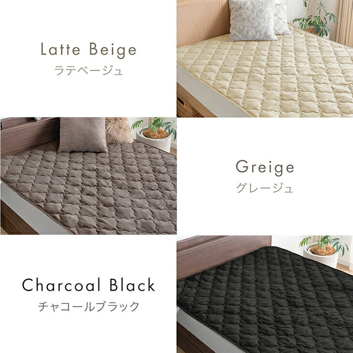 ［セミダブル］洗いざらし 敷パッド 一体型 水洗い加工 抗菌 防臭 防ダニ シンプル〔81900259〕
