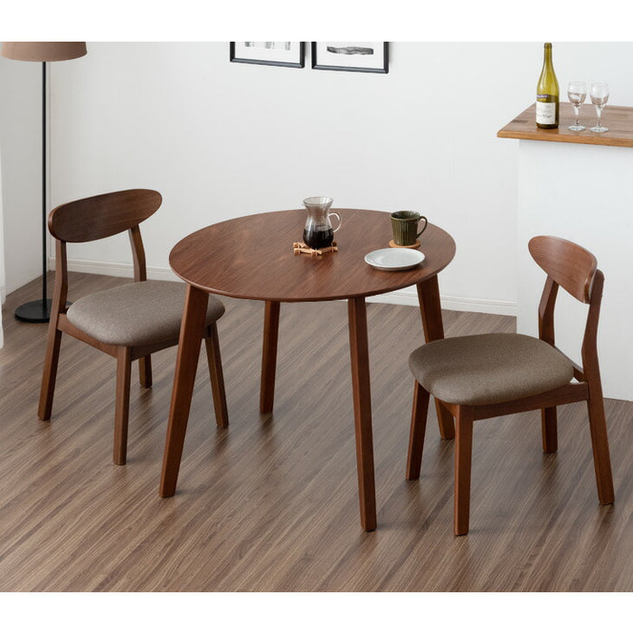 [幅90cm] ダイニングテーブルセット 2人掛け 3点セット 北欧 カフェ風 ダイニングテーブル ＋ チェアセット  天然木〔82100008〕