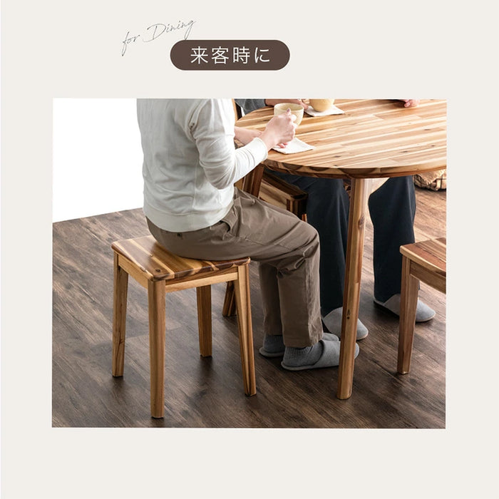 選べる座面 円形 / 四角形 アカシア スツール 4脚セット 完成品 スタッキング 天然木 北欧 カフェ ダイニング〔99900388〕
