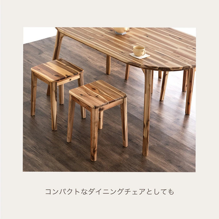 選べる座面 円形 / 四角形 アカシア スツール 4脚セット 完成品 スタッキング 天然木 北欧 カフェ ダイニング〔99900388〕