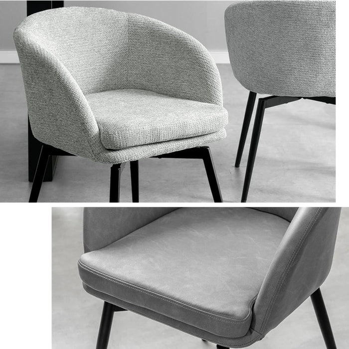 【新発売記念プライス】［1脚］回転式 ダイニングチェア 肘付き レザー調 ファブリック おしゃれ 北欧 回転椅子〔83200105〕